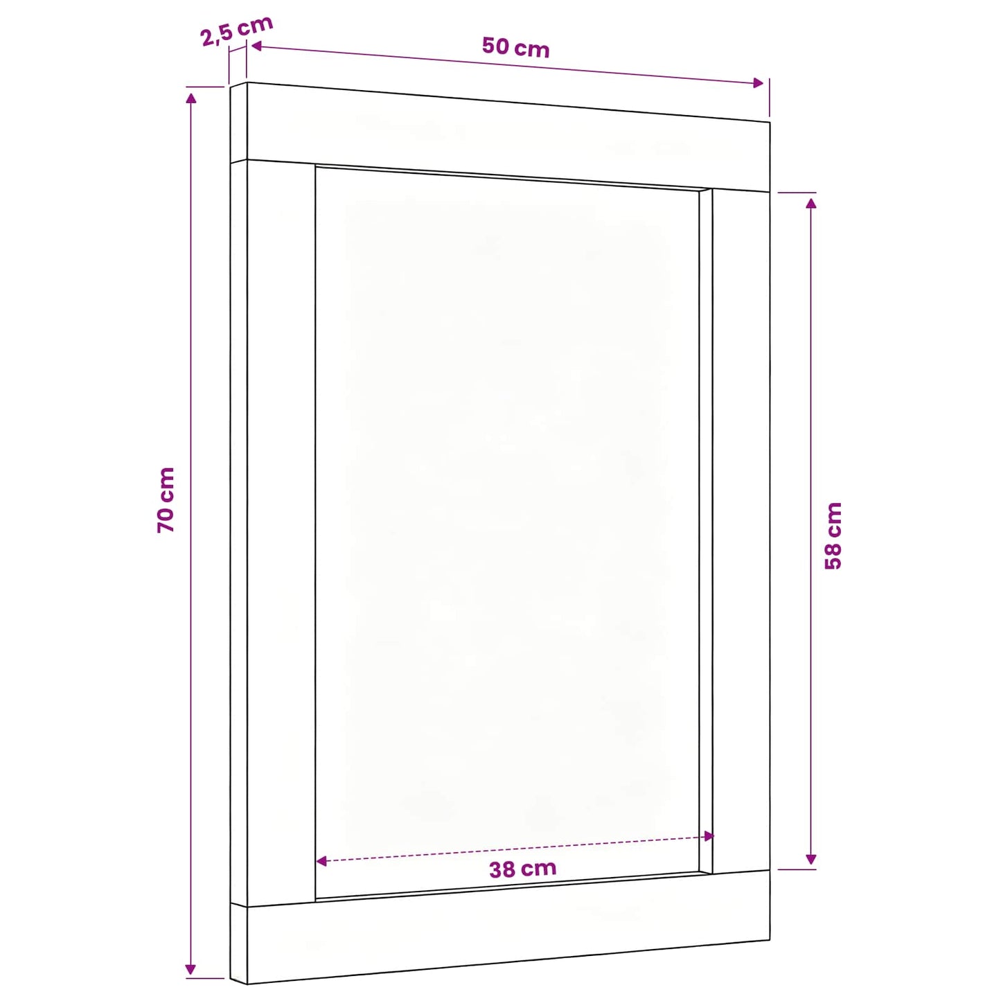 Spiegel Wandmontiert mit Spiegel Mehrfarbig 70 x 50 x 3 cm Glas