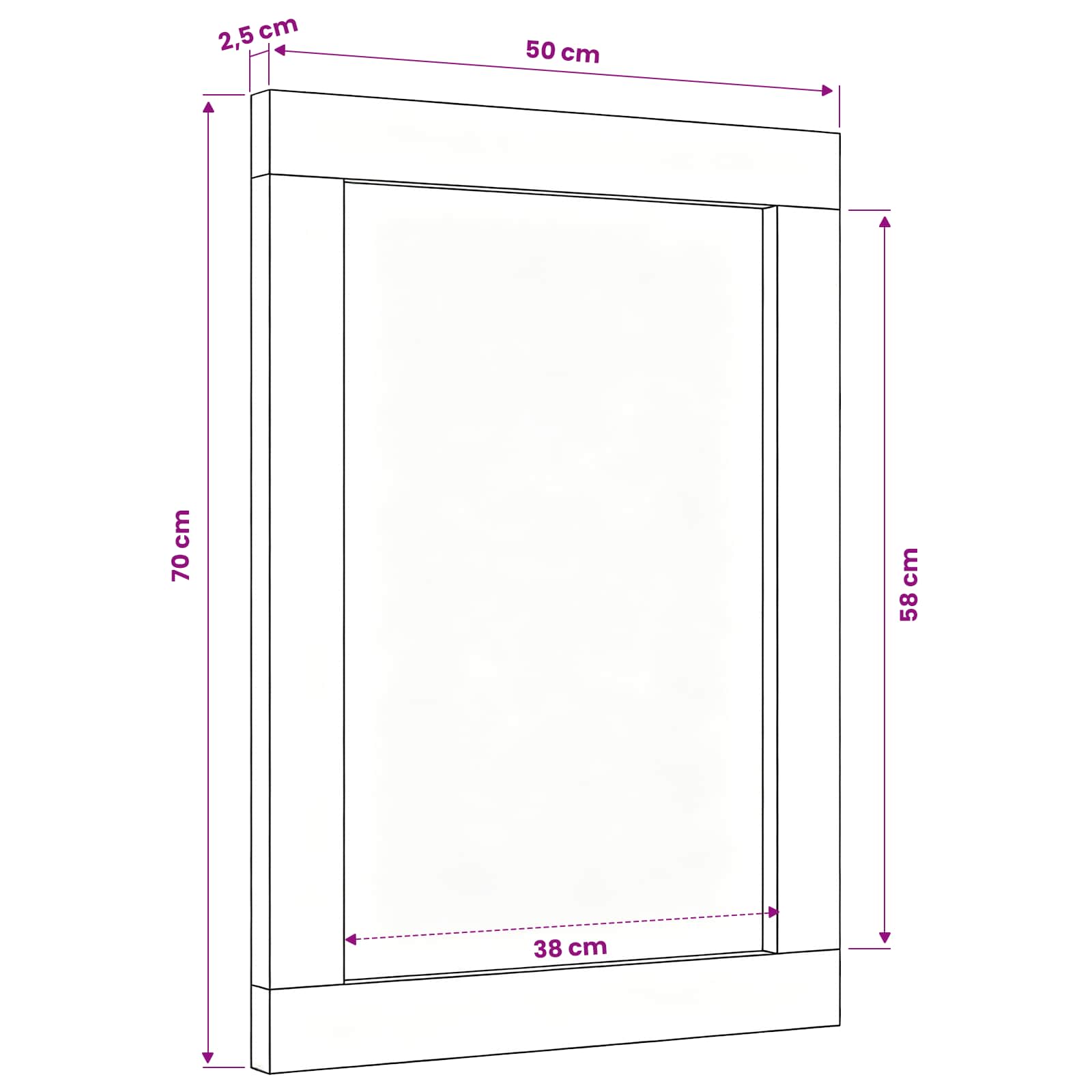 Spiegel Wandmontiert mit Spiegel Mehrfarbig 70 x 50 x 3 cm Glas