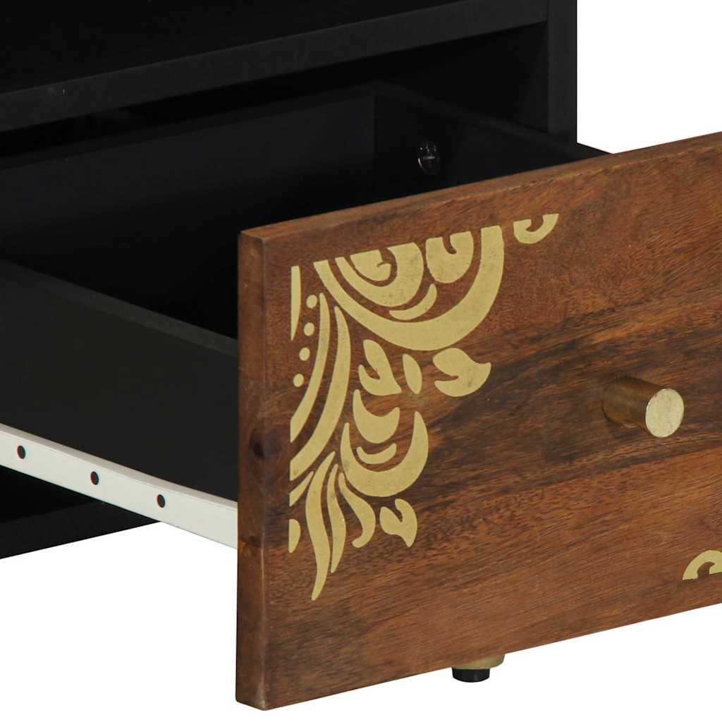 TV-Schränk mit Regal mit Speicher Braun Massivholz Mango