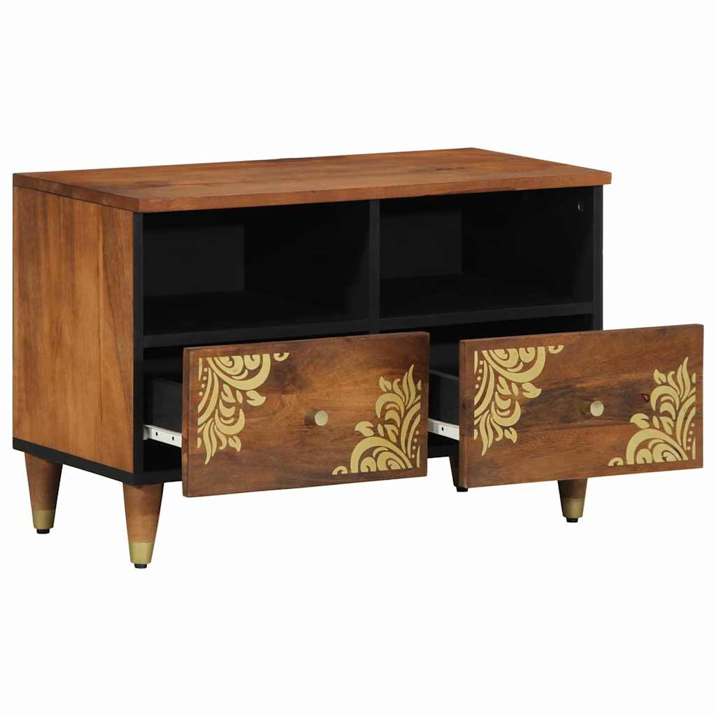 TV-Schränk mit Regal mit Speicher Braun Massivholz Mango