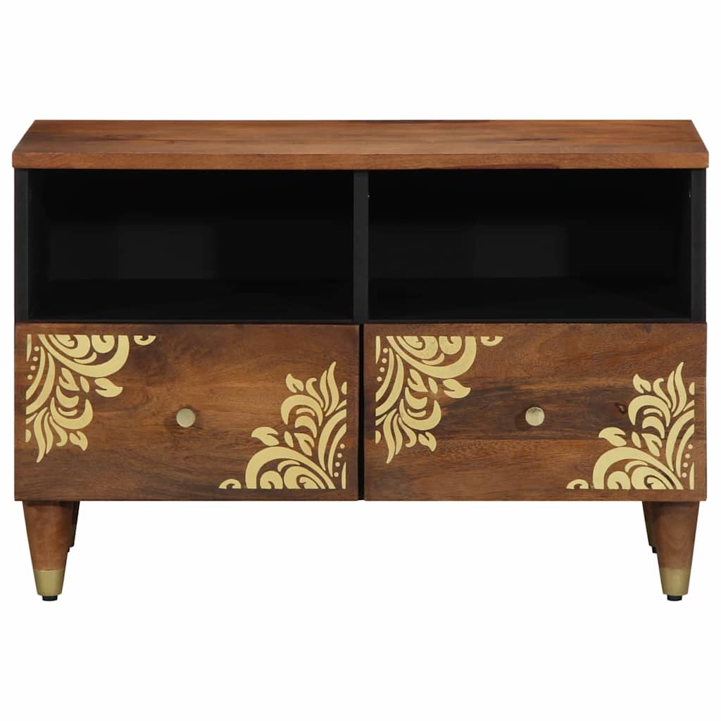 TV-Schränk mit Regal mit Speicher Braun Massivholz Mango