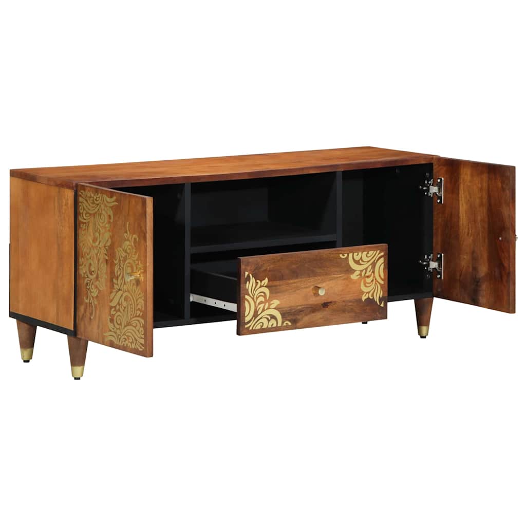 TV-Schränk mit Regal Braun 105 x 33,5 x 46 cm Massivholz Mango