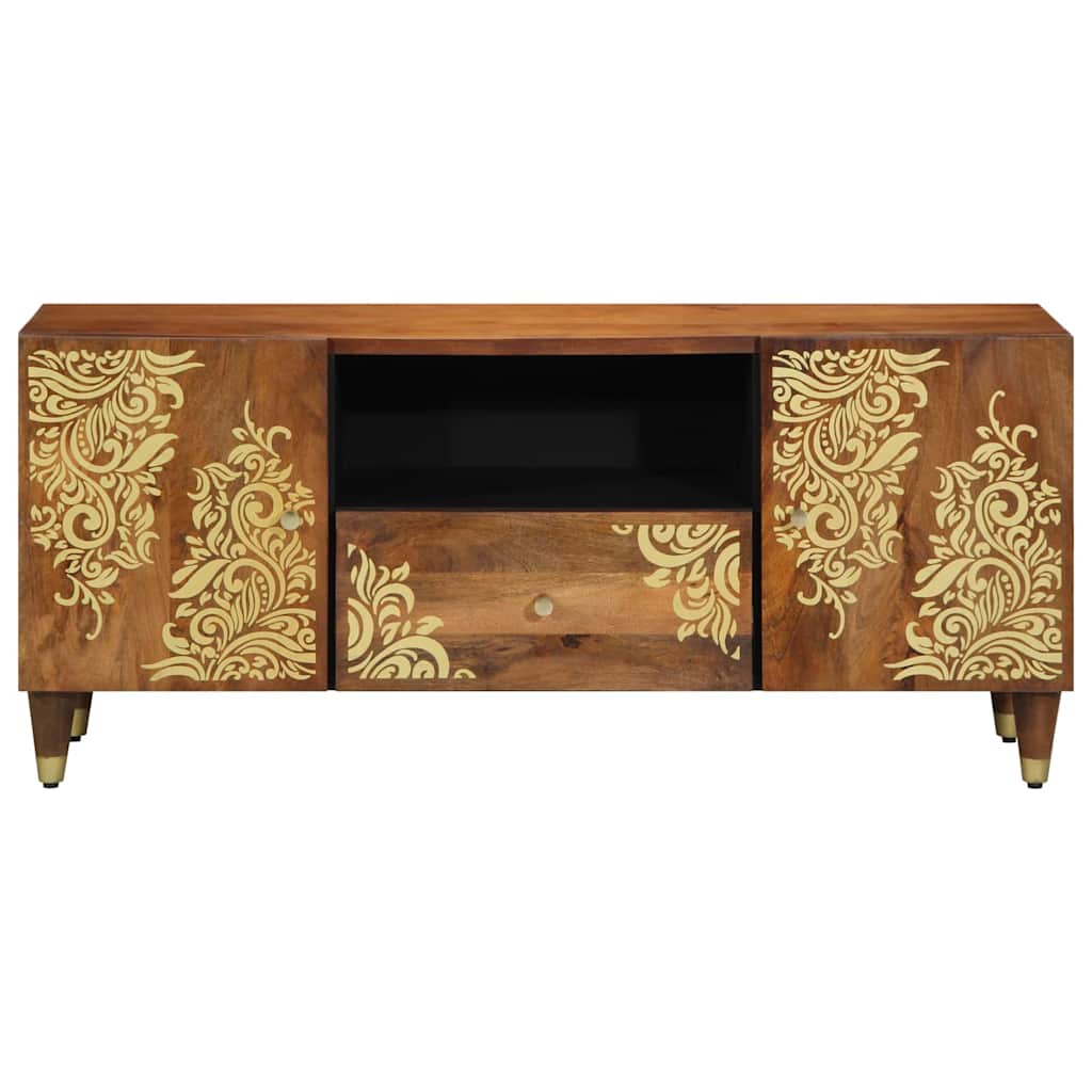 TV-Schränk mit Regal Braun 105 x 33,5 x 46 cm Massivholz Mango
