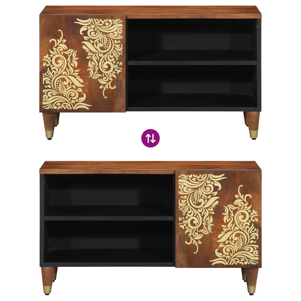 TV-Schränk mit Regal Braun 80 x 31,5 x 46 cm Massivholz Mango