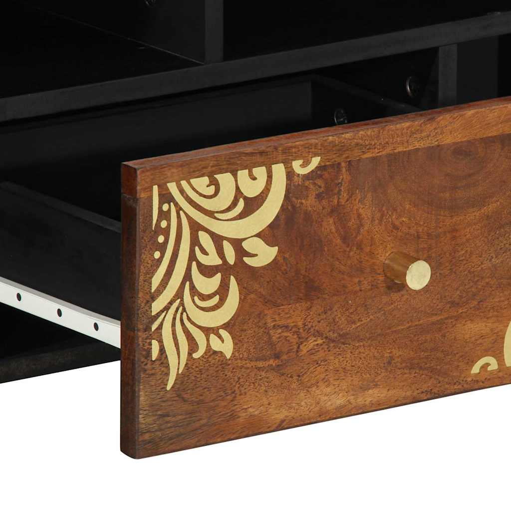 TV-Schränk mit Regal Braun 100 x 33.5 x 46 cm Massivholz Mango