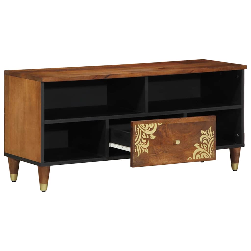 TV-Schränk mit Regal Braun 100 x 33.5 x 46 cm Massivholz Mango