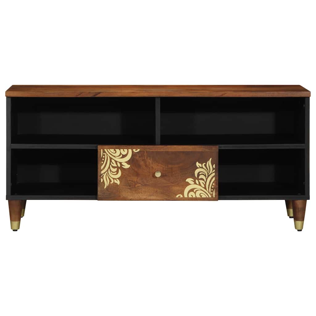 TV-Schränk mit Regal Braun 100 x 33.5 x 46 cm Massivholz Mango