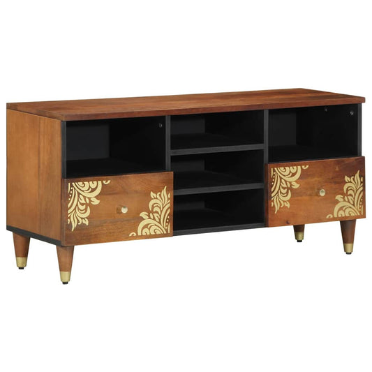 TV-Schränk mit Regal Braun 100 x 33.5 x 46 cm Massivholz Mango