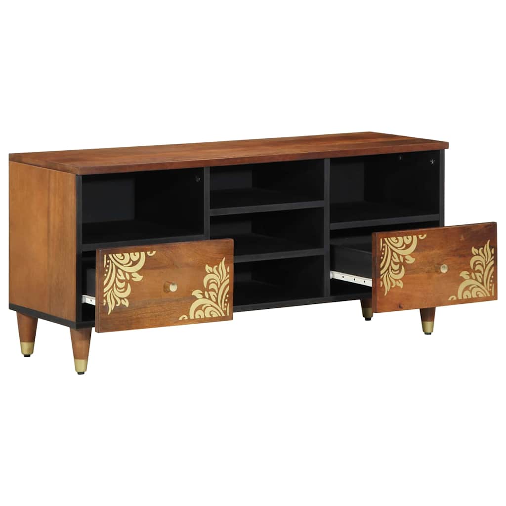 TV-Schränk mit Regal Braun 100 x 33.5 x 46 cm Massivholz Mango