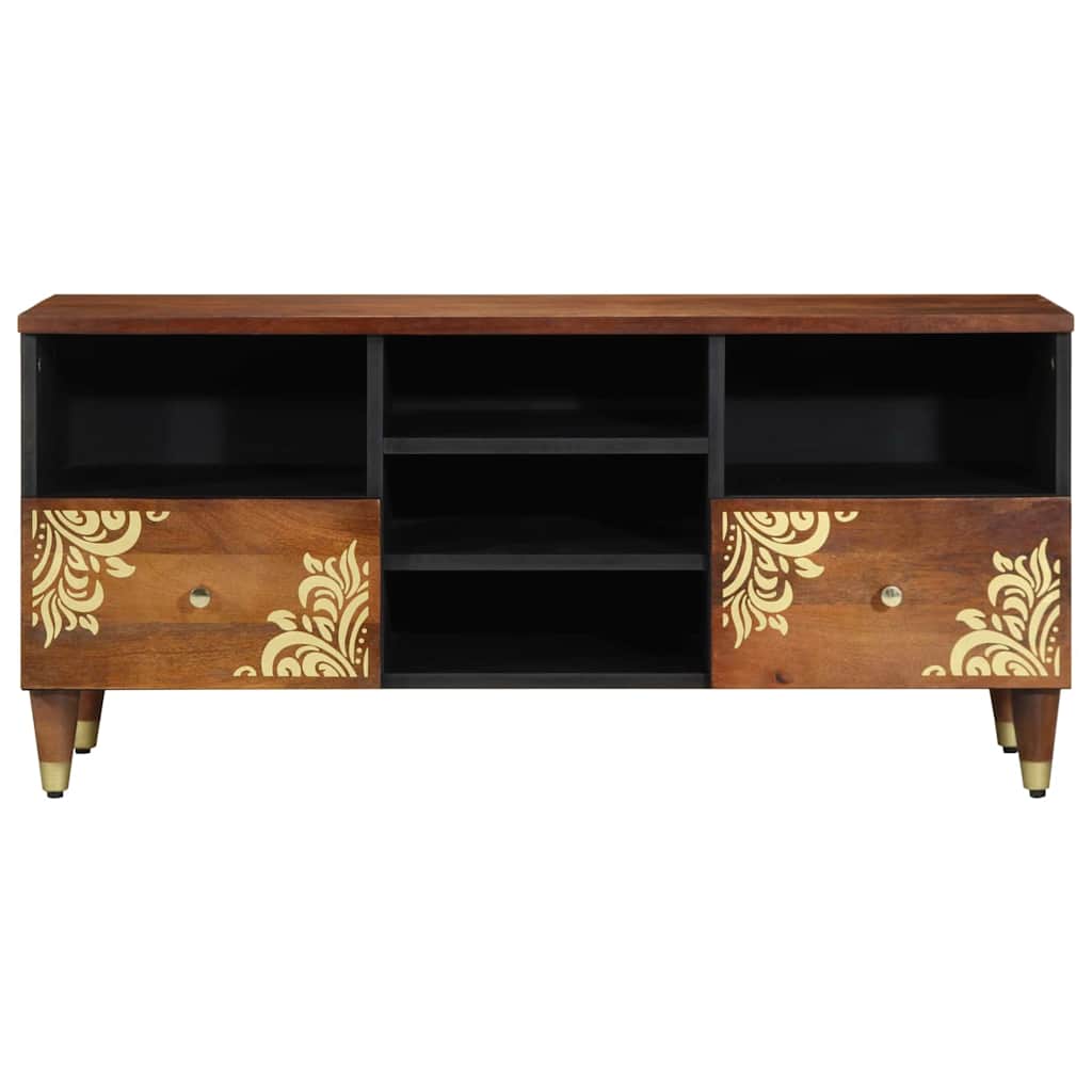 TV-Schränk mit Regal Braun 100 x 33.5 x 46 cm Massivholz Mango
