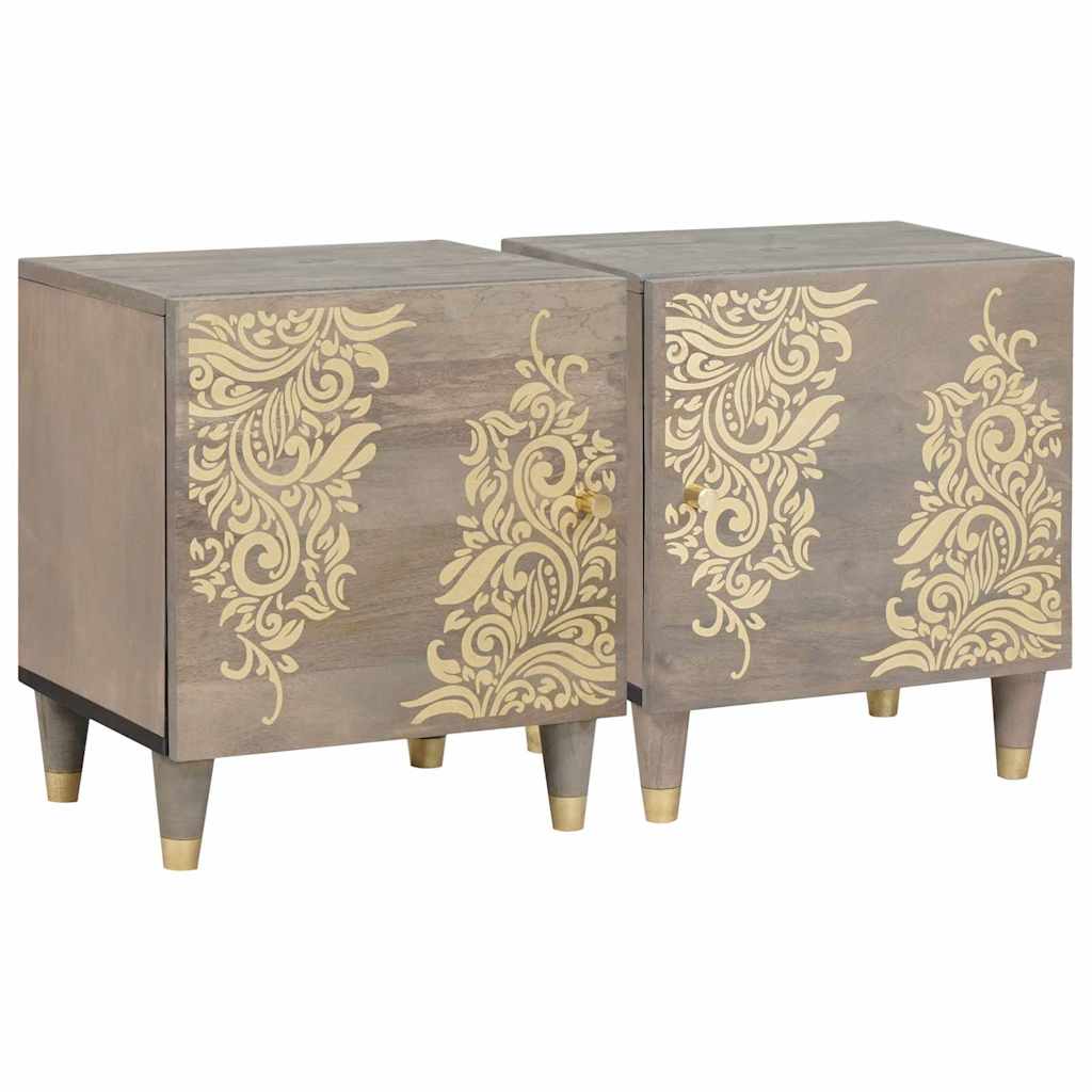 Bedside Cabinet with Door 2 stk. Grau 40 x 33 x 46 cm