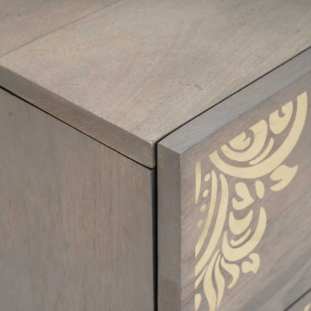 Nachttisch 2 stk. Grau 40 x 33 x 46 cm Massivholz Mango