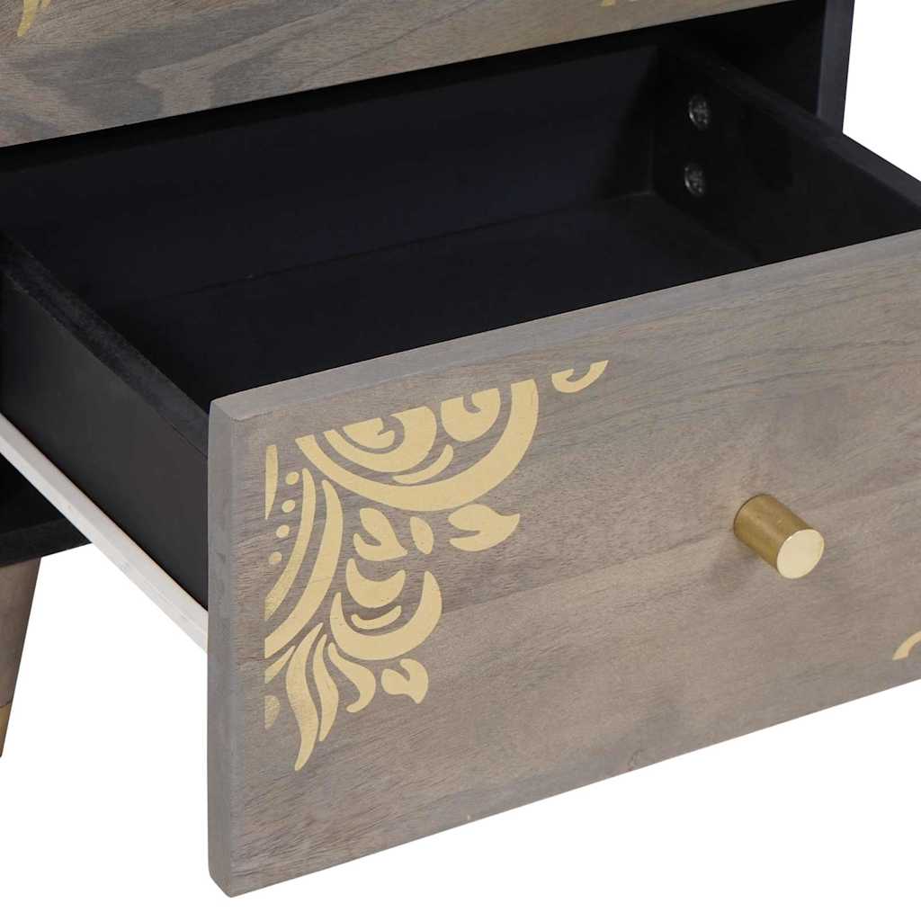 Nachttisch 2 stk. Grau 40 x 33 x 46 cm Massivholz Mango