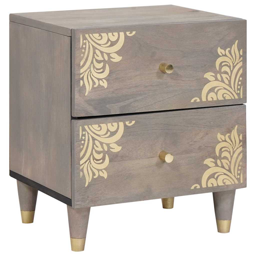 Nachttisch 2 stk. Grau 40 x 33 x 46 cm Massivholz Mango
