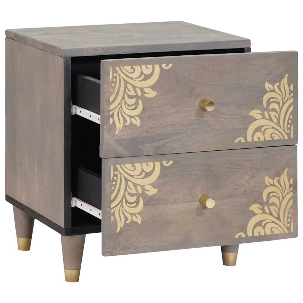 Nachttisch 2 stk. Grau 40 x 33 x 46 cm Massivholz Mango