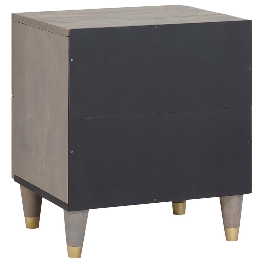 Nachttisch 2 stk. Grau 40 x 33 x 46 cm Massivholz Mango