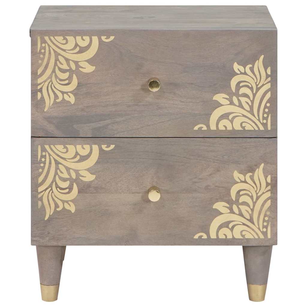 Nachttisch 2 stk. Grau 40 x 33 x 46 cm Massivholz Mango