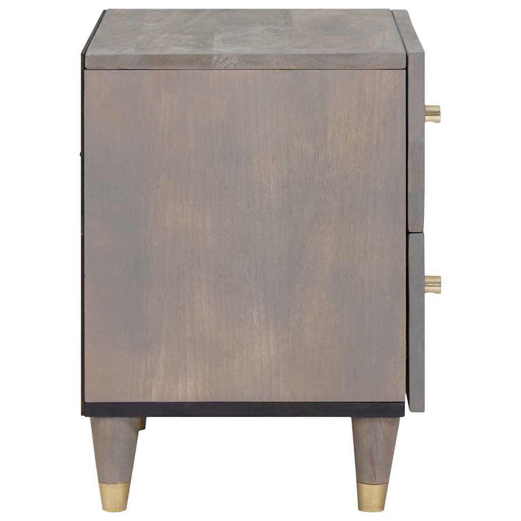 Nachttisch 2 stk. Grau 40 x 33 x 46 cm Massivholz Mango