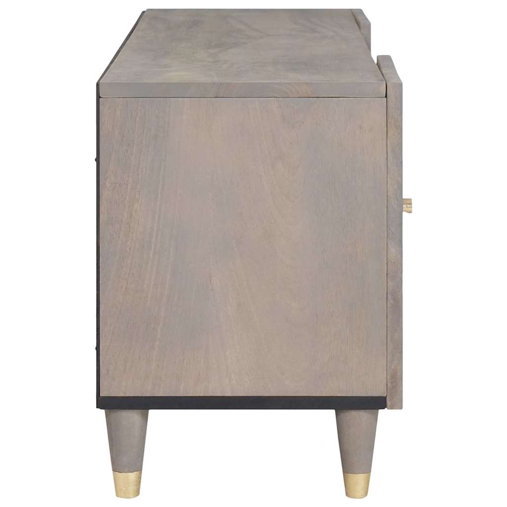TV-Schränk mit Regal Grau 105 x 33 x 46 cm Massivholz Mango