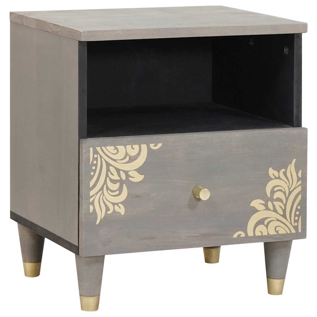 Nachttisch mit Schubladen Grau 40 x 33 x 46 cm Massivholz Mango
