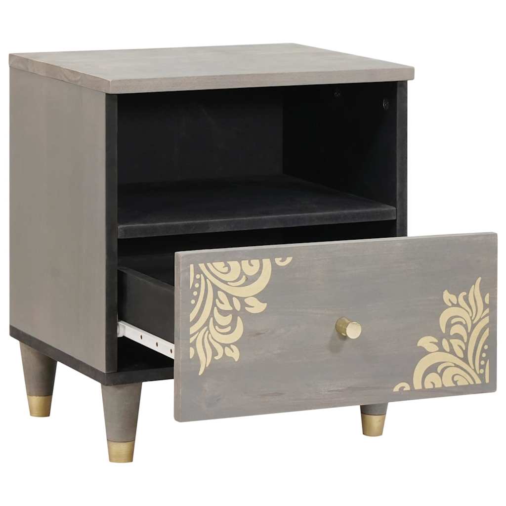 Nachttisch mit Schubladen Grau 40 x 33 x 46 cm Massivholz Mango