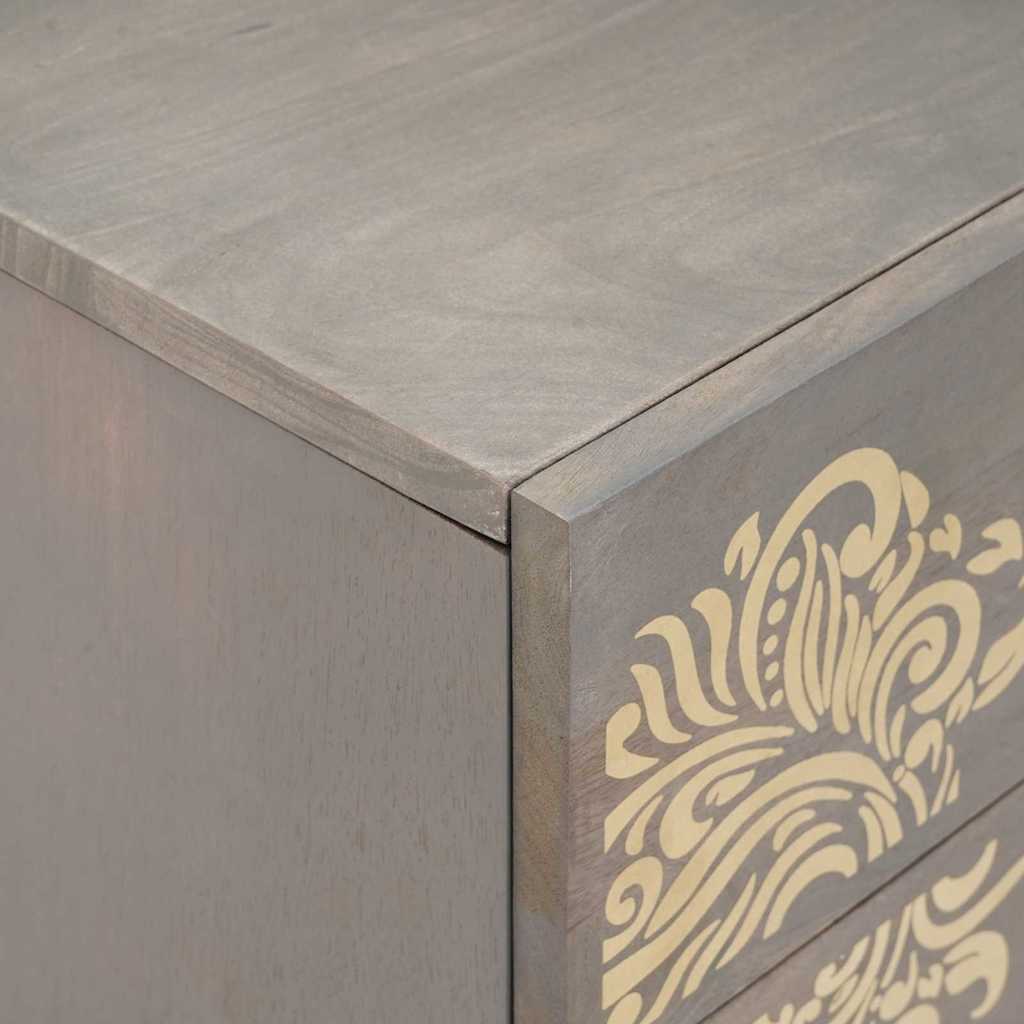 Bedside Cabinet with Door Grau 50 x 33 x 60 cm Massivholz Mango
