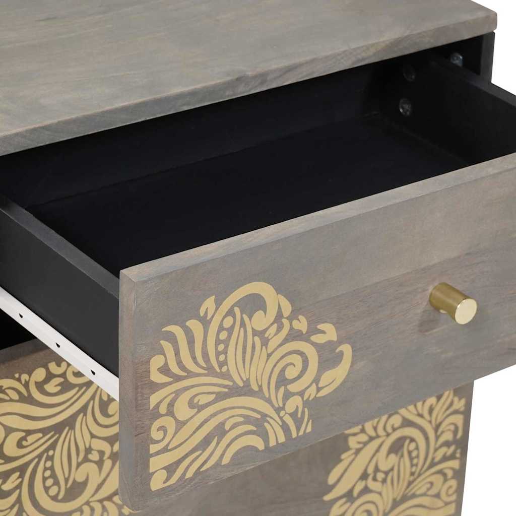 Bedside Cabinet with Door Grau 50 x 33 x 60 cm Massivholz Mango