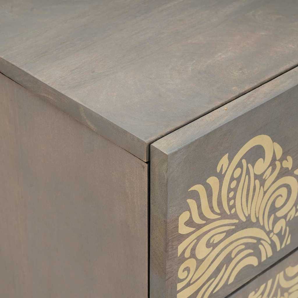 Bedside Cabinet with Door Grau 50 x 33 x 60 cm Massivholz Mango