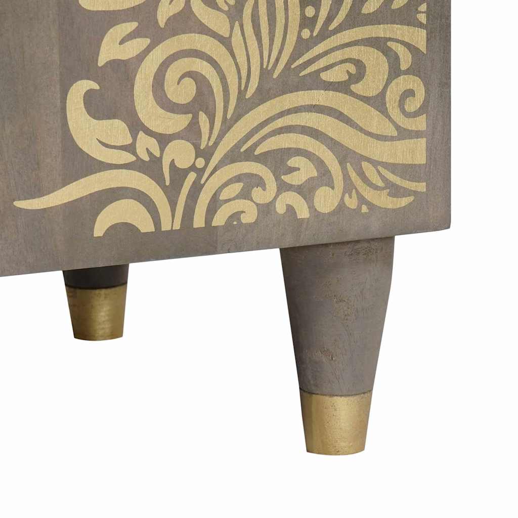 Bedside Cabinet with Door Grau 50 x 33 x 60 cm Massivholz Mango