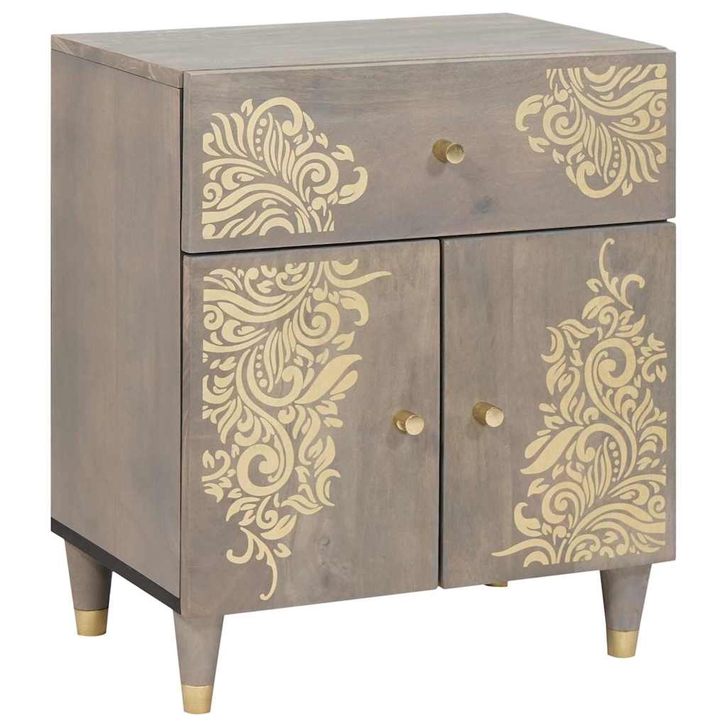 Bedside Cabinet with Door Grau 50 x 33 x 60 cm Massivholz Mango