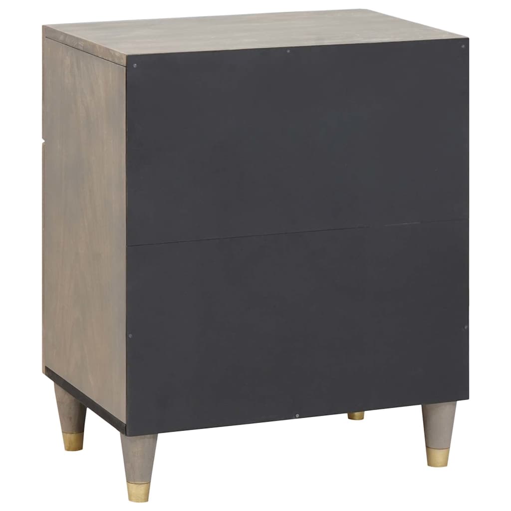 Bedside Cabinet with Door Grau 50 x 33 x 60 cm Massivholz Mango