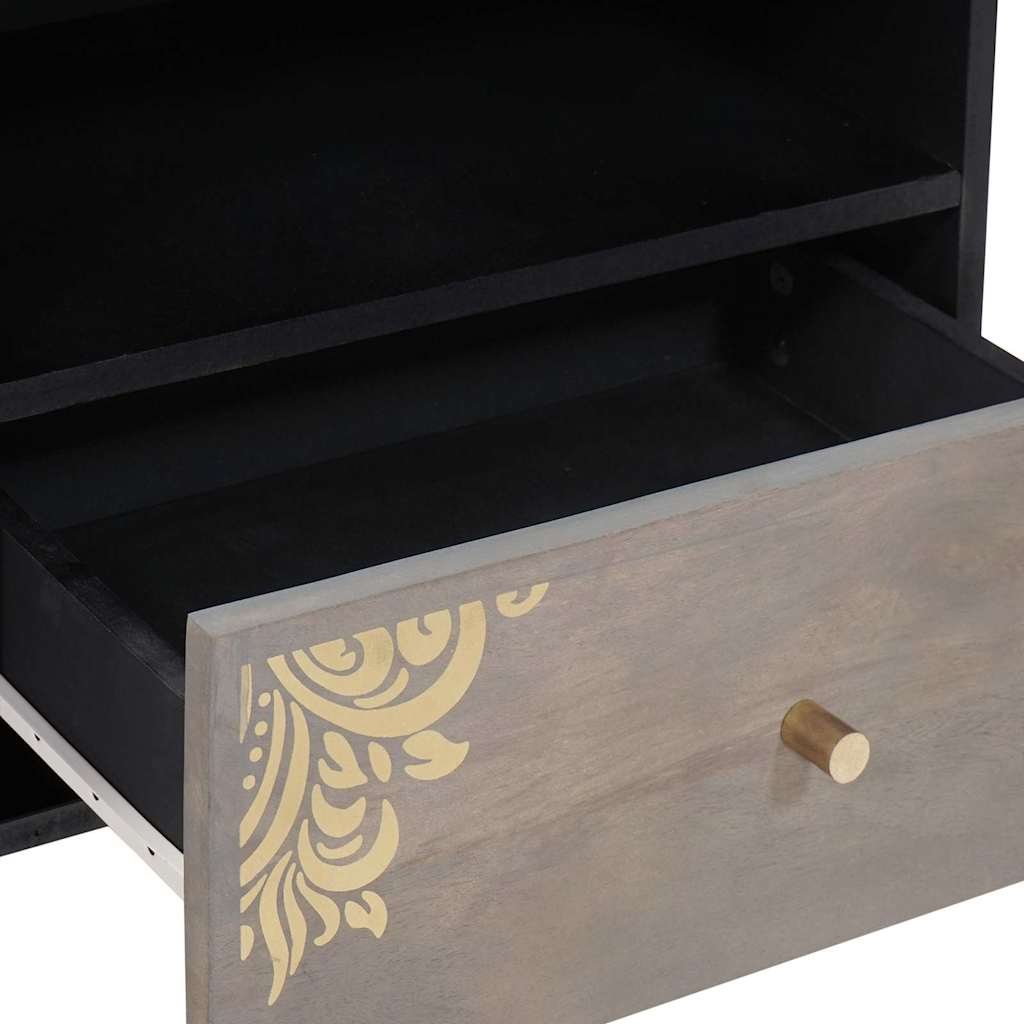 TV-Schränk mit Schubladen Grau 80 x 33 x 46 cm Massivholz Mango