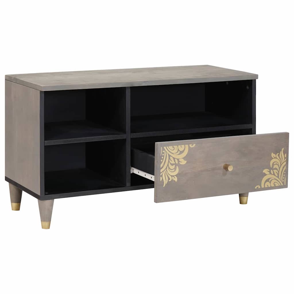 TV-Schränk mit Schubladen Grau 80 x 33 x 46 cm Massivholz Mango