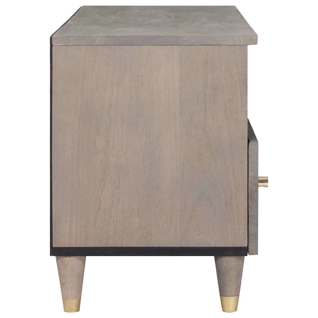 TV-Schränk mit Regal Grau 100 x 33 x 46 cm Massivholz Mango