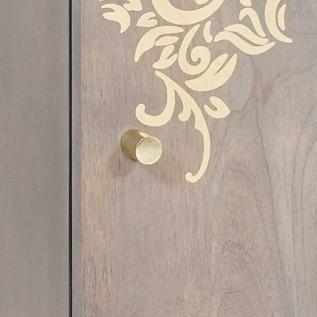 Sideboard Grau und Gold 40 x 33 x 75 cm Massivholz Mango