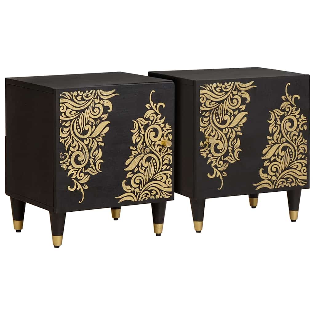 Bedside Cabinet with Door 2 stk. Schwarz 40 x 33 x 46 cm