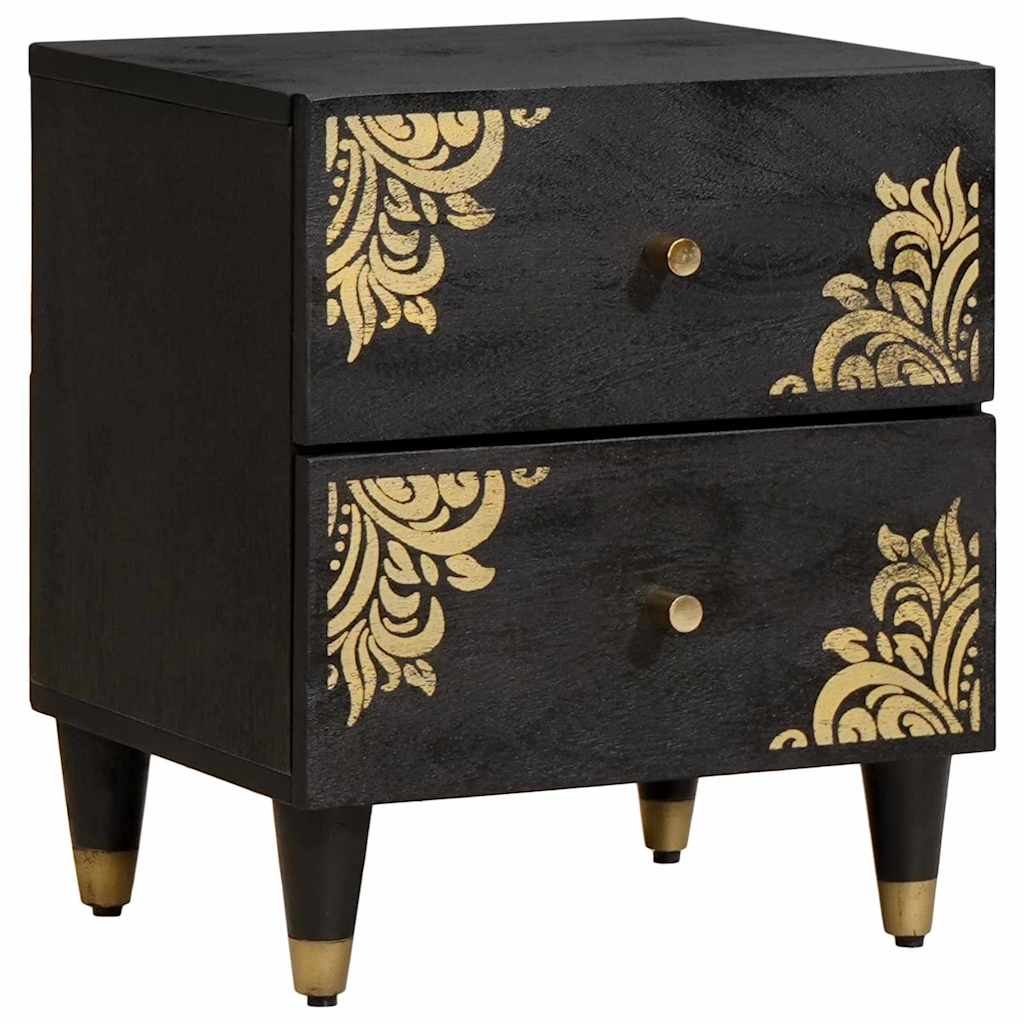 Nachttisch 2 stk. Schwarz 40 x 33 x 46 cm Massivholz Mango