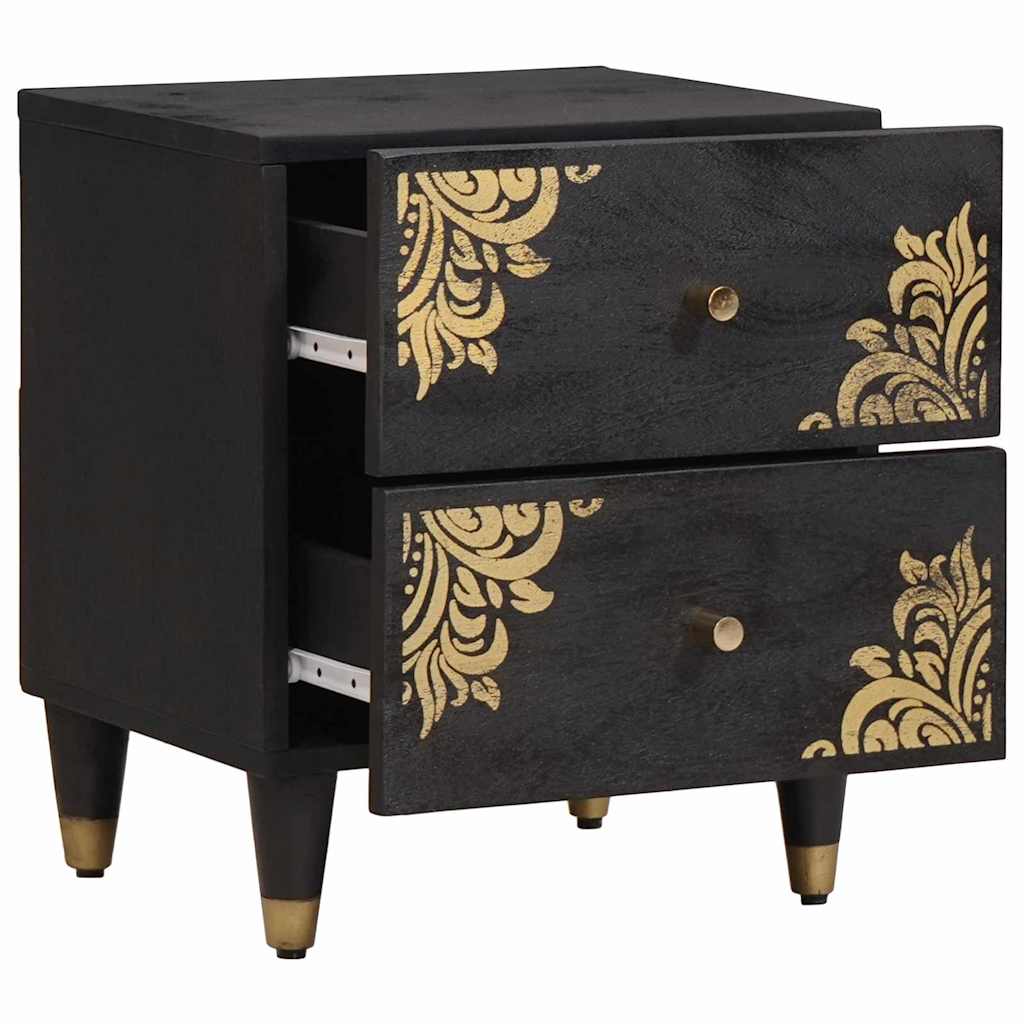 Nachttisch 2 stk. Schwarz 40 x 33 x 46 cm Massivholz Mango