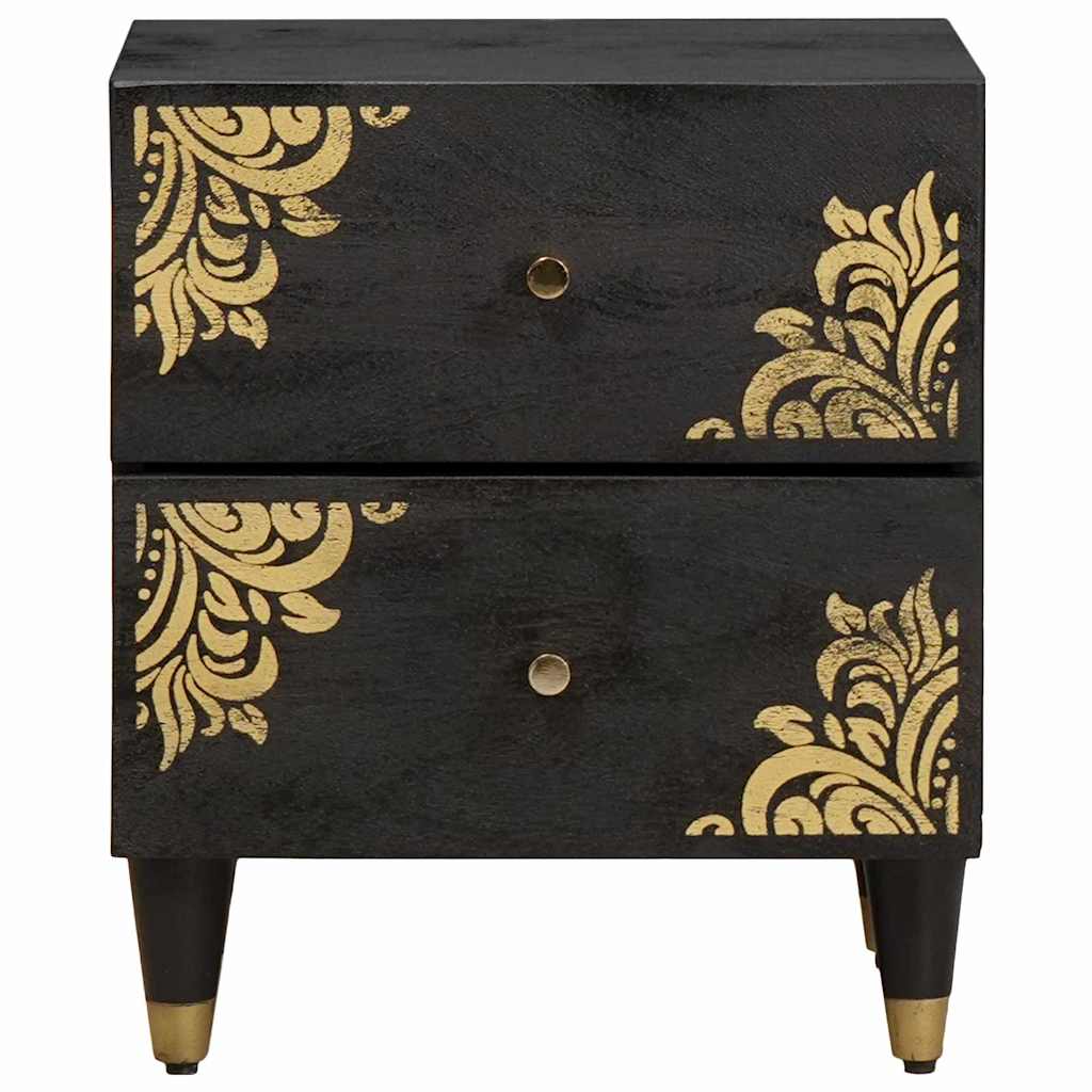 Nachttisch 2 stk. Schwarz 40 x 33 x 46 cm Massivholz Mango