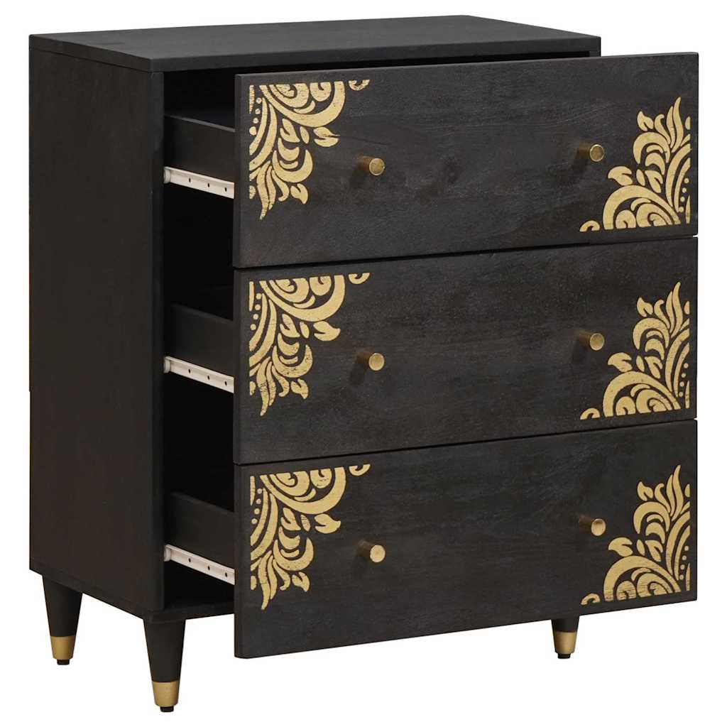 Sideboard Schwarz 60 x 33 x 75 cm Massivholz Mango