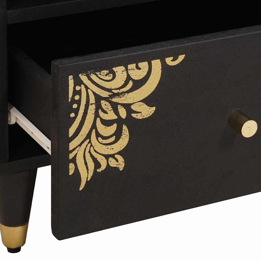 Nachttisch Schwarz 40 x 33 x 46 cm Massivholz Mango