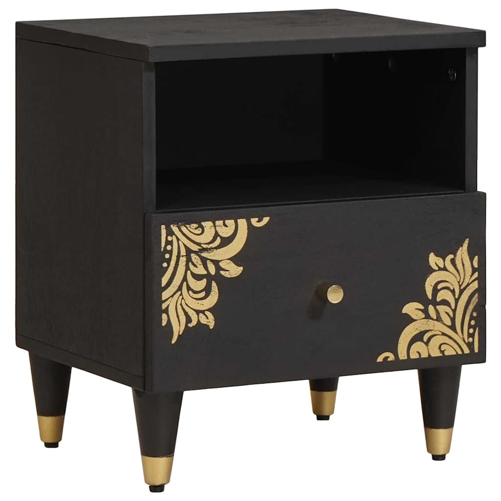 Nachttisch Schwarz 40 x 33 x 46 cm Massivholz Mango