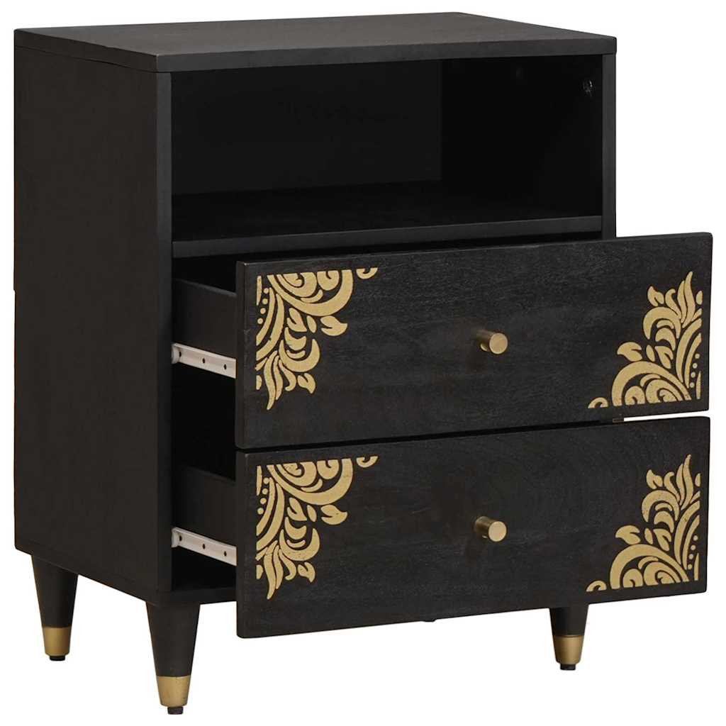 Nachttisch Schwarz 50 x 33 x 62 cm Massivholz Mango