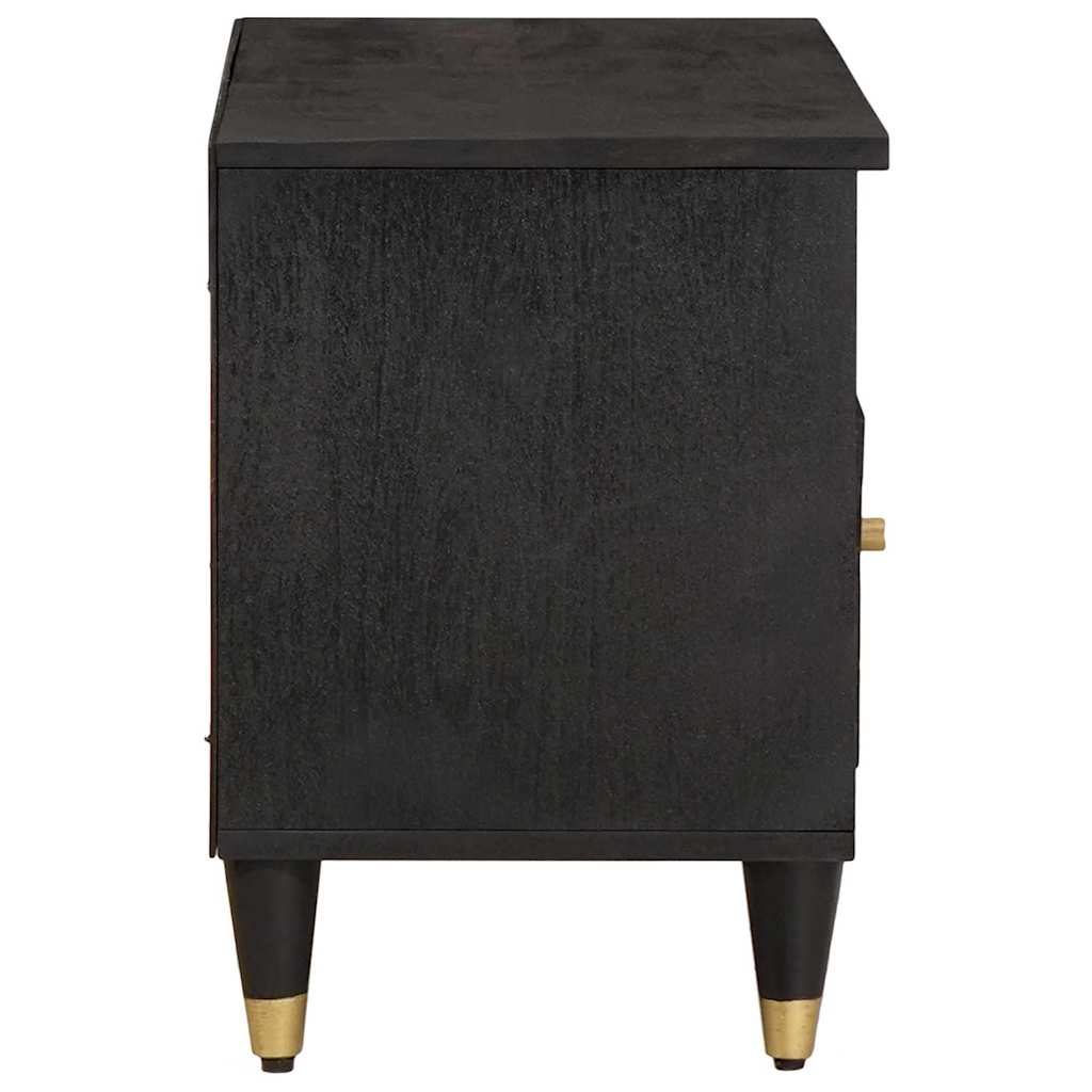TV-Schränk mit Regal Schwarz 80 x 33 x 46 cm Massivholz Mango