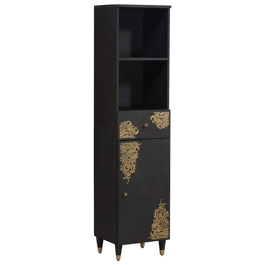 Badezimmerschrank Schwarz 38 x 33 x 160 cm Massivholz Mango