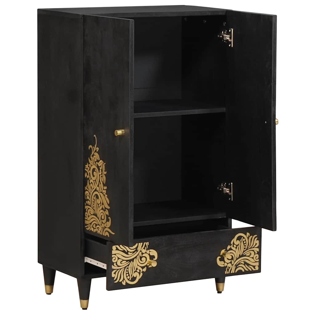 Highboard Schwarz 60 x 33 x 100 cm Massivholz Mango