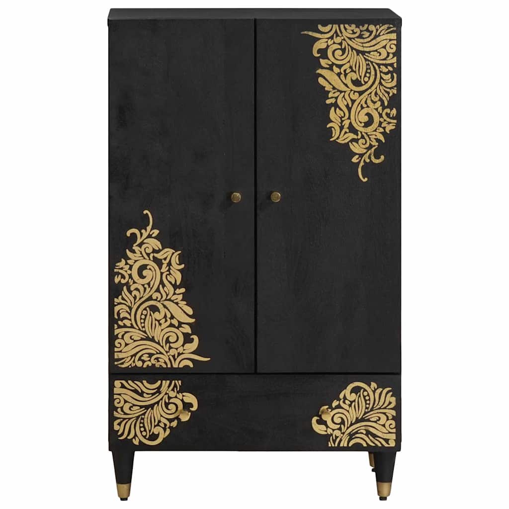 Highboard Schwarz 60 x 33 x 100 cm Massivholz Mango