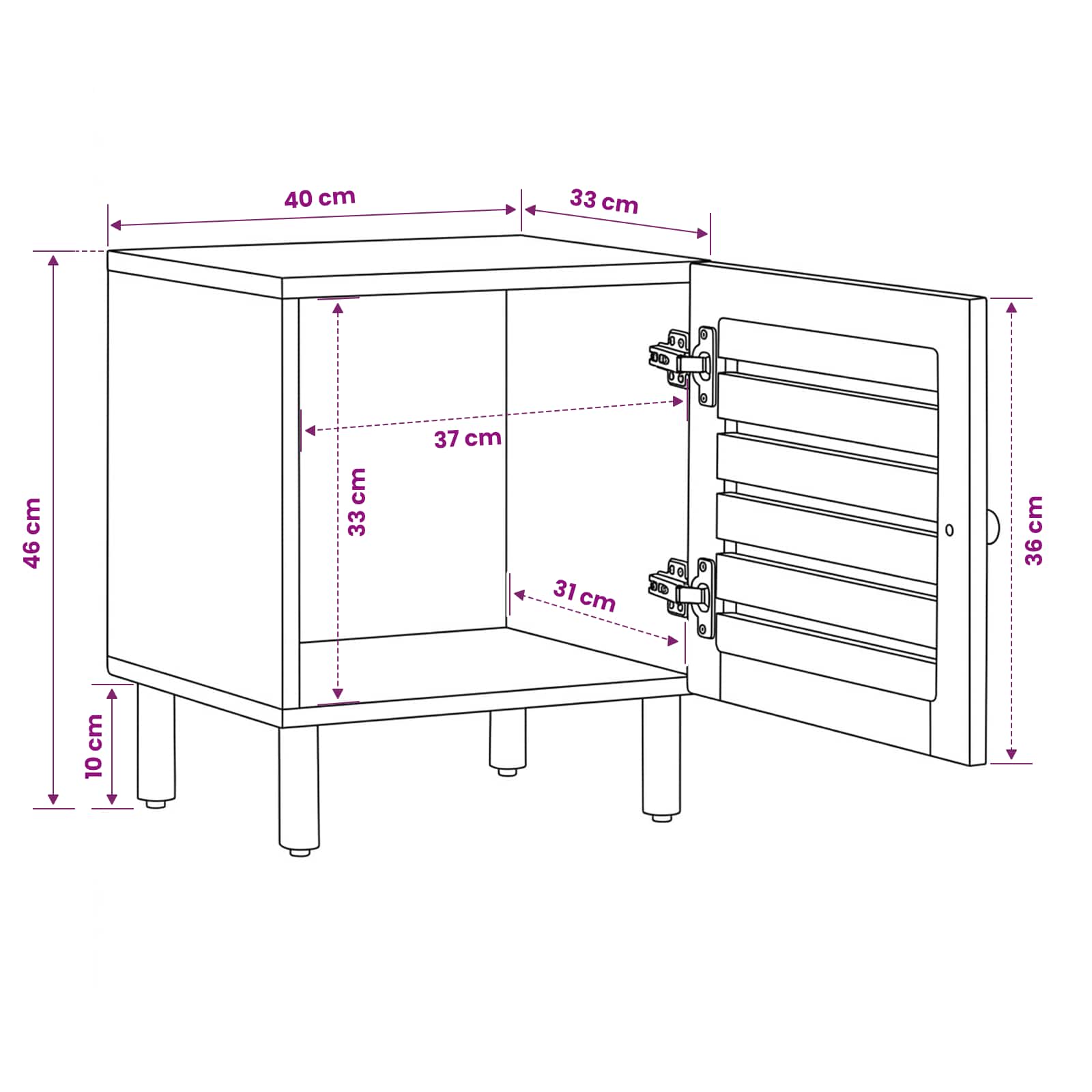 Nachttisch Natur 40 x 33 x 46 cm Massivholz Mango