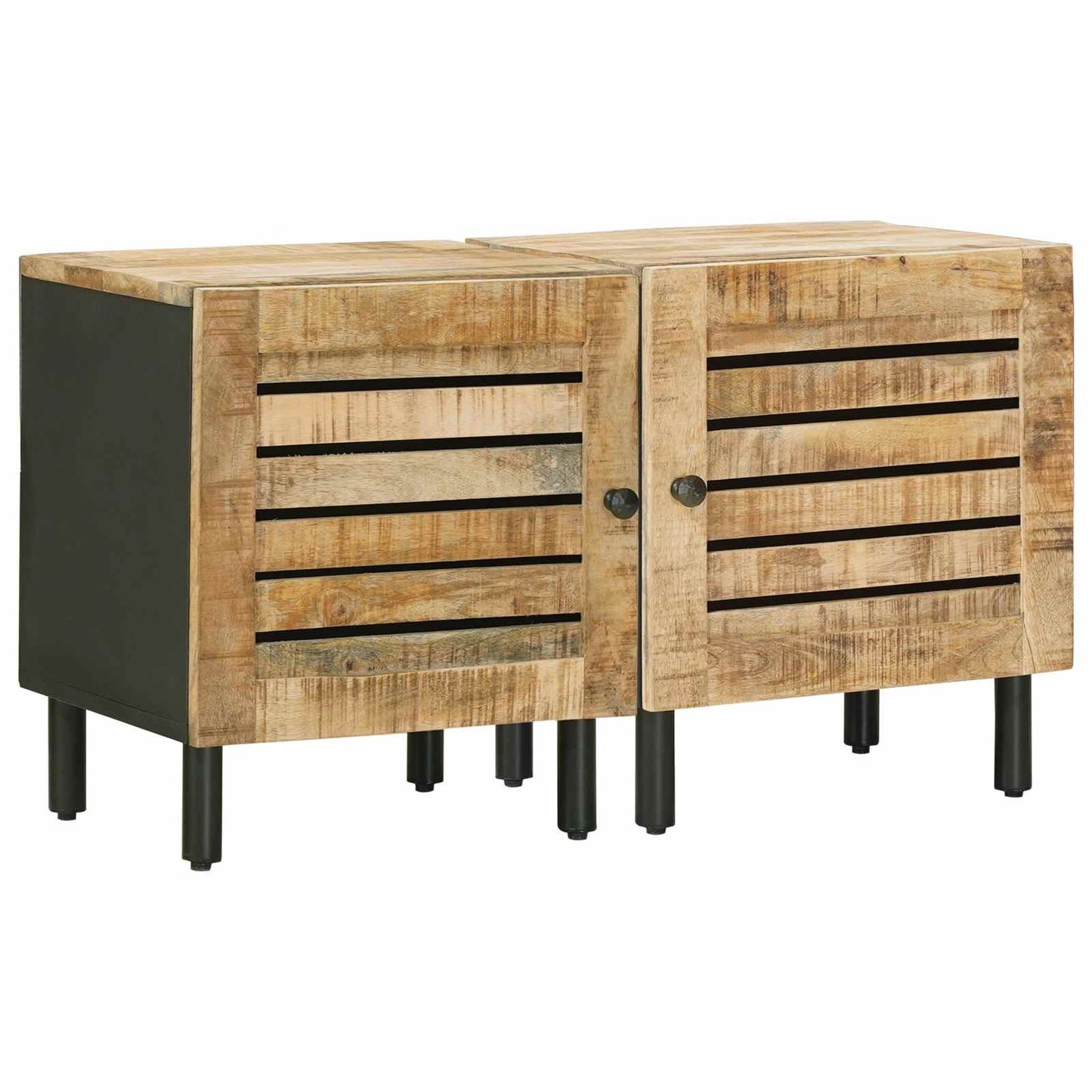 Nachttisch 2 Stk. Natur 40 x 33 x 46 cm Massivholz Mango