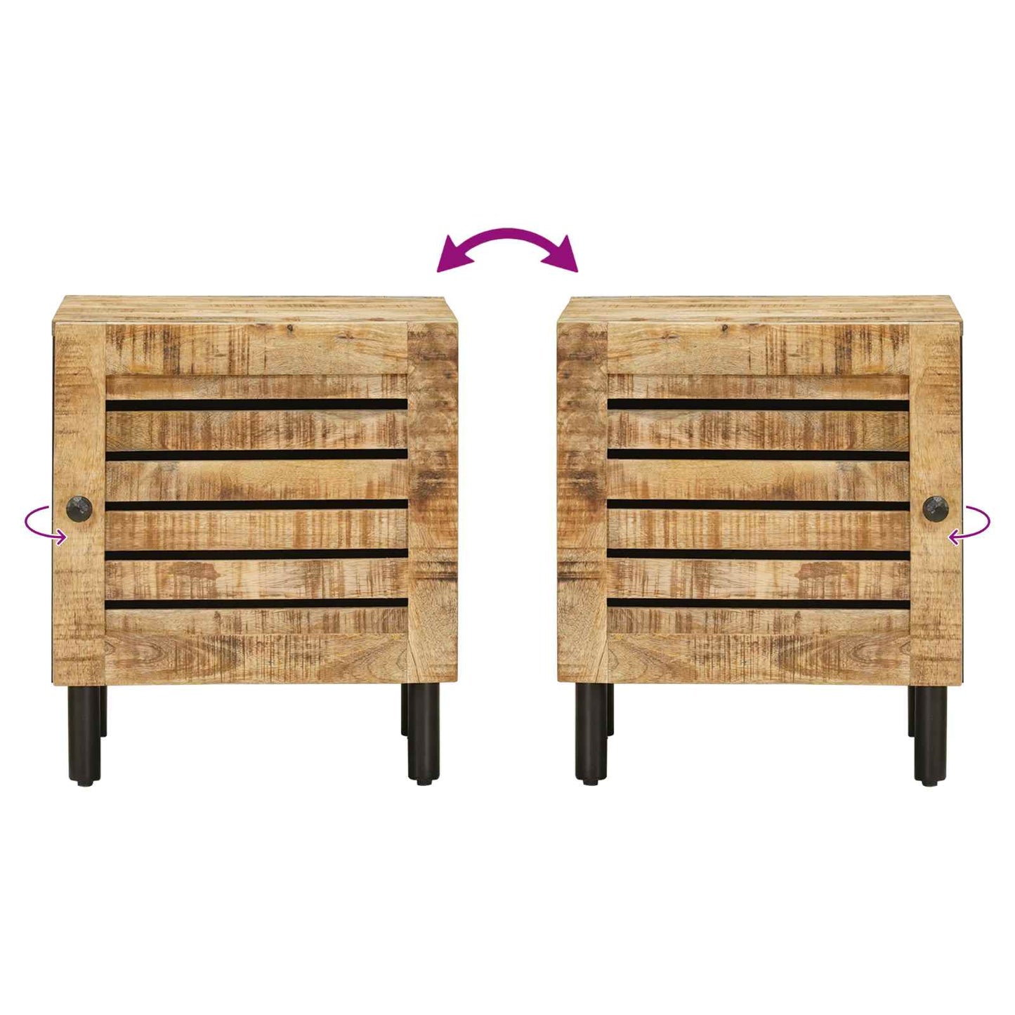 Nachttisch 2 Stk. Natur 40 x 33 x 46 cm Massivholz Mango